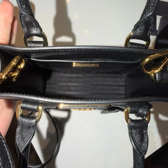 Prada Black Saffiano Leather Vertical Satchel with Gold Hardware - Picture 2 of 8